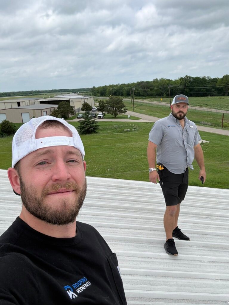 Roofing Redefined contractors conducting a roof inspection in the Dallas-Fort Worth area.
